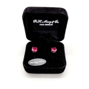 Macy's Sterling Silver Ruby Studs Lab Created Stones